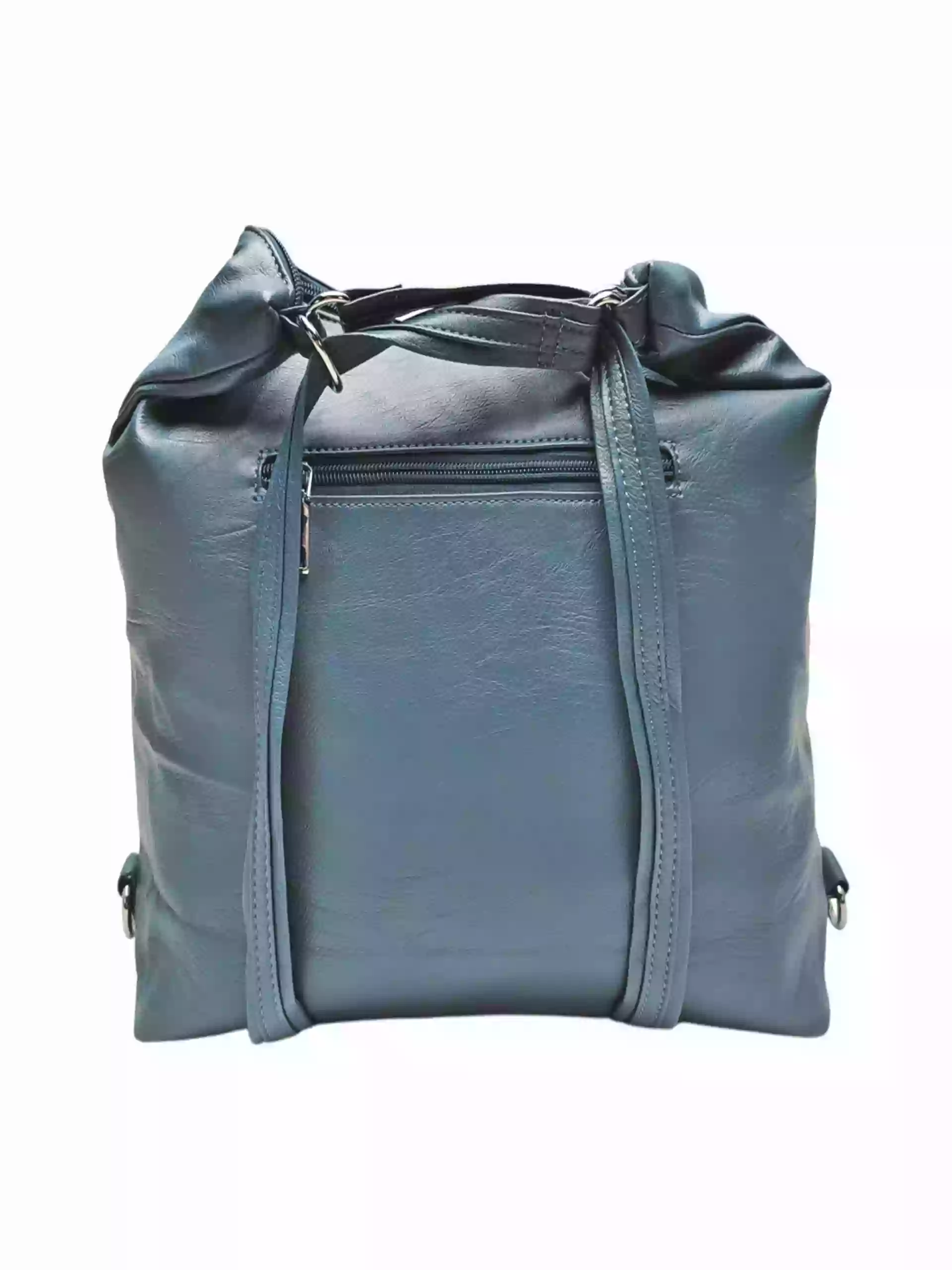Praktický středně modrý kabelko-batoh 2v1, Tapple, 039C, zadní strana kabelko-batohu 2v1 s popruhy
