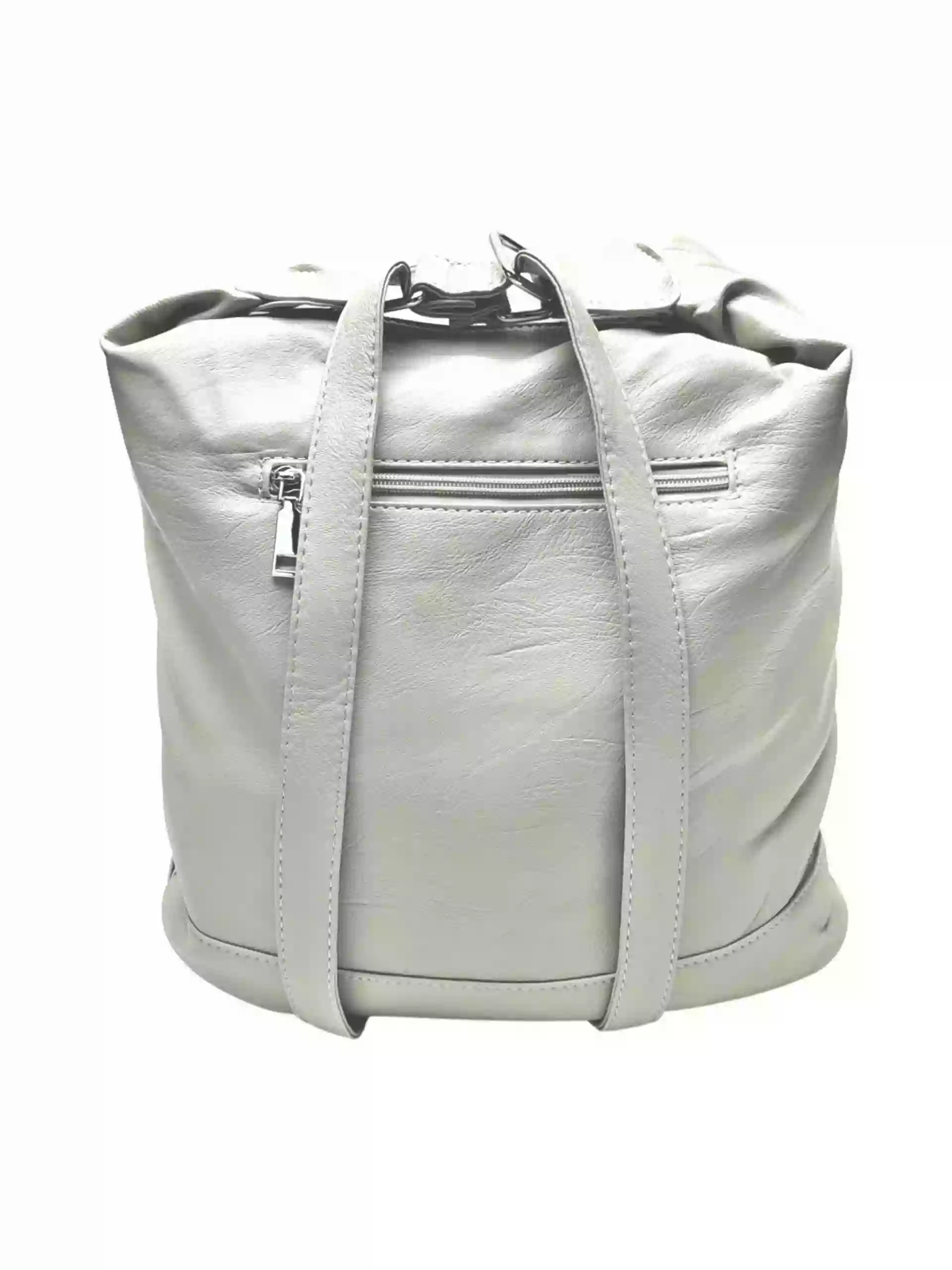 Šedobéžový kabelko-batoh 2v1 s kapsami, Tapple, S17BV6, zadní strana kabelko-batohu 2v1 s popruhy