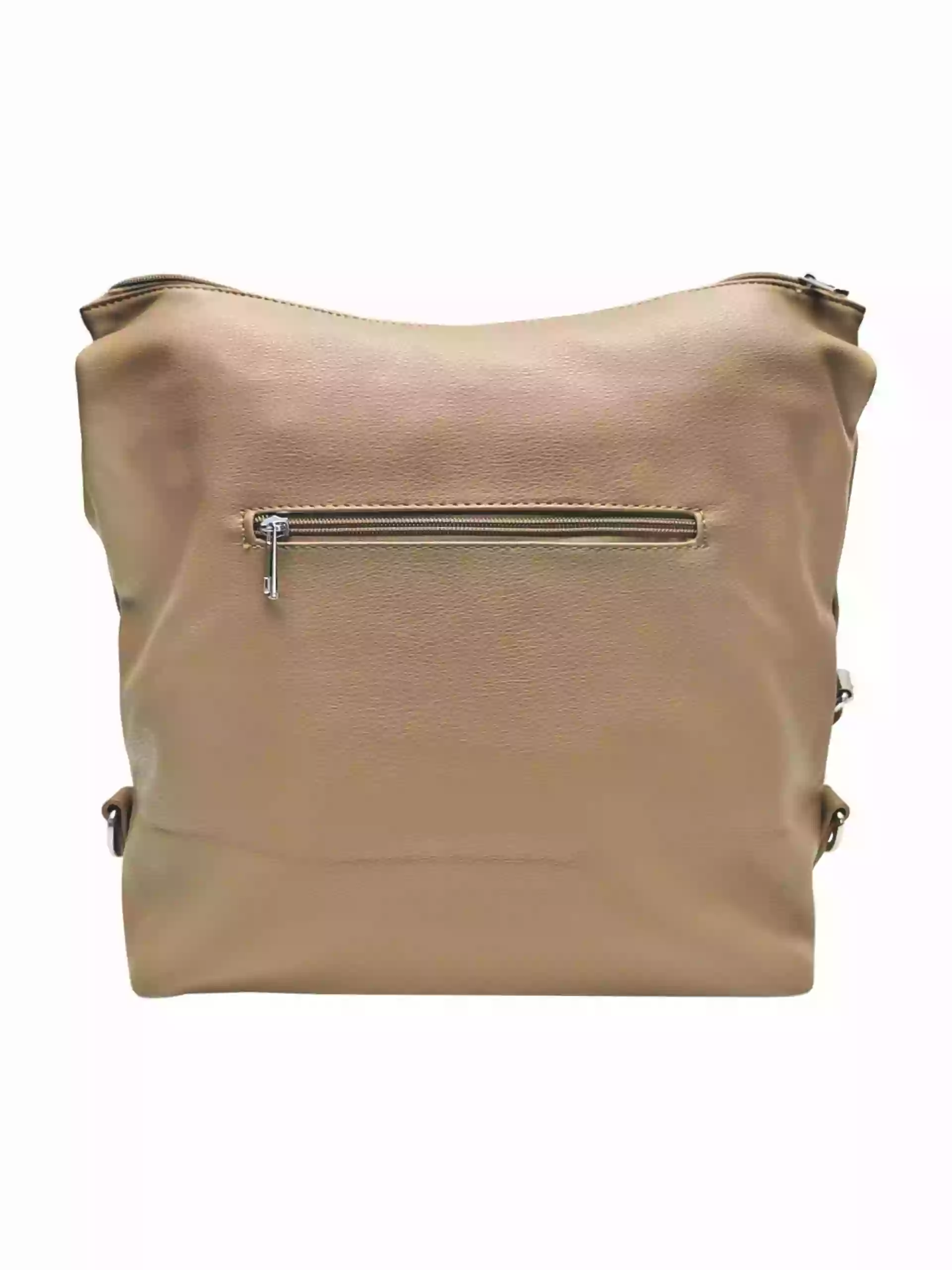 Velká hnědošedá kabelka a batoh 2v1, Tapple, X366, zadní strana kabelko-batohu 2v1