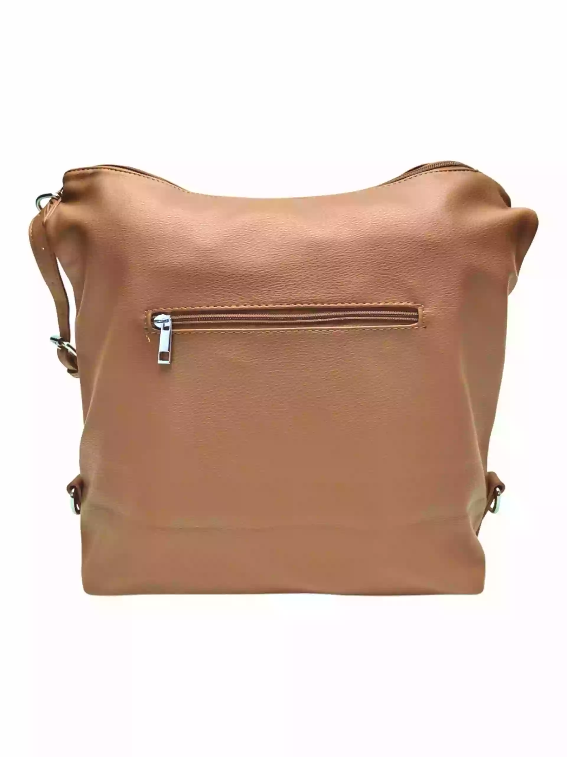 Velká středně hnědá kabelka a batoh 2v1, Tapple, X366, zadní strana kabelko-batohu 2v1