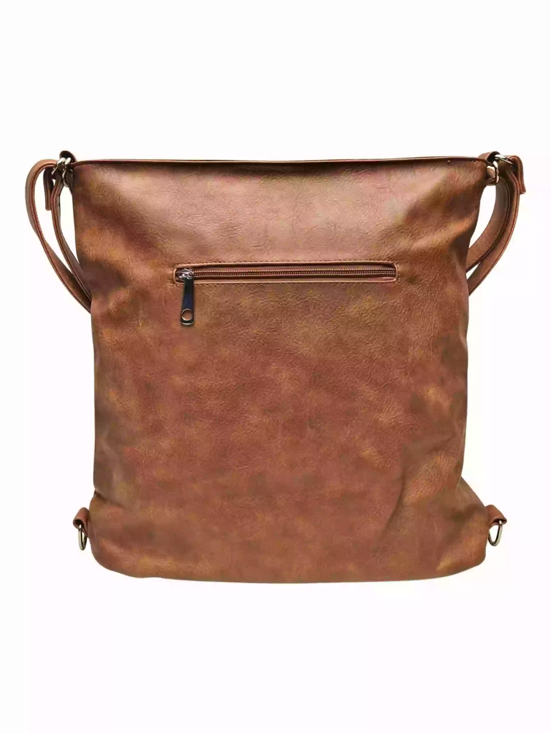 Velký středně hnědý kabelko-batoh s kapsou, Tapple, H23904, zadní strana kabelko-batohu