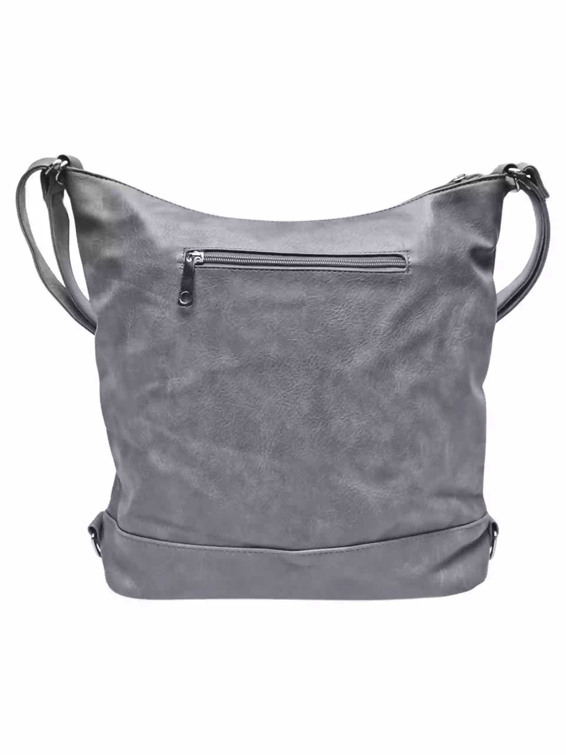 Velký středně šedý kabelko-batoh s kapsami, Tapple, H23906, zadní strana kabelko-batohu
