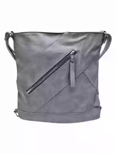 Velký středně šedý kabelko-batoh s kapsou, Tapple, H23904, přední strana kabelko-batohu