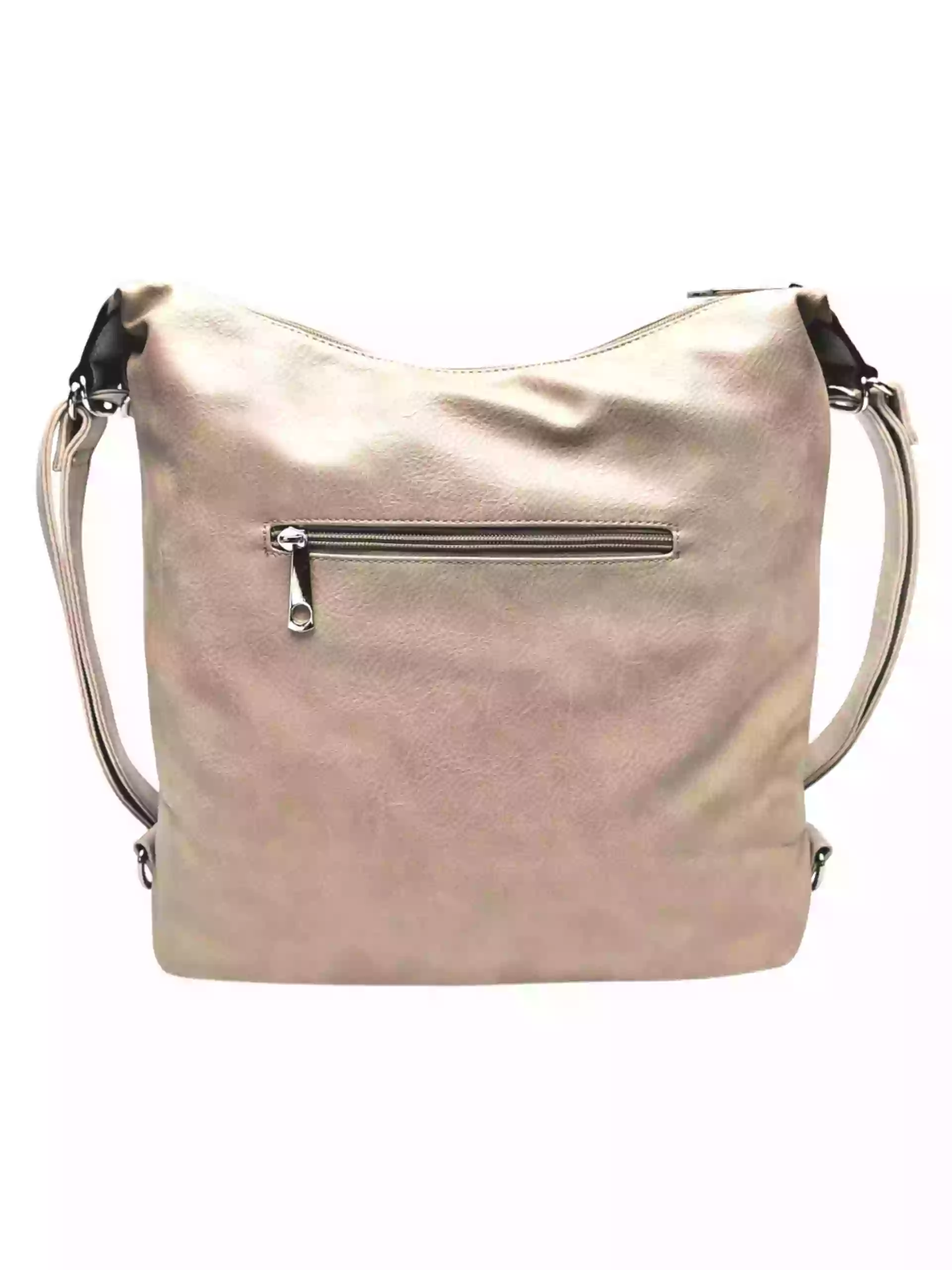 Velký světle hnědý kabelko-batoh z eko kůže, Tapple, H18076, zadní strana kabelko-batohu