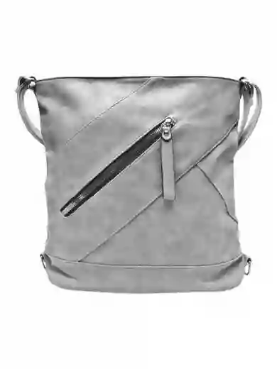 Velký světle šedý kabelko-batoh s kapsou, Tapple, H23904, přední strana kabelko-batohu