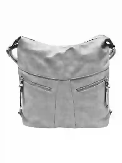 Velký světle šedý kabelko-batoh z eko kůže, Tapple, H18076, přední strana kabelko-batohu