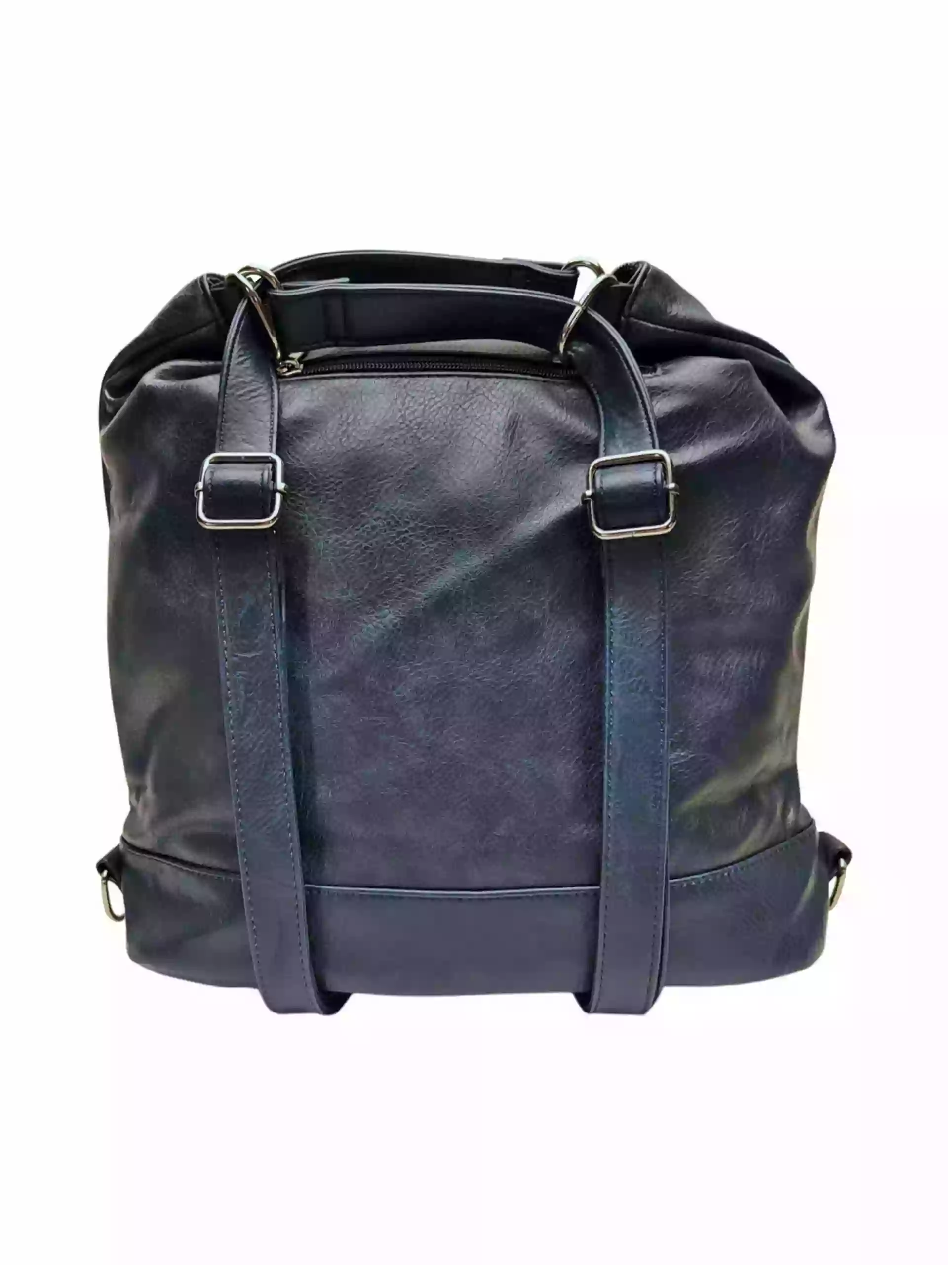 Velký tmavě modrý kabelko-batoh s kapsami, Tapple, H23906, zadní strana kabelko-batohu s popruhy