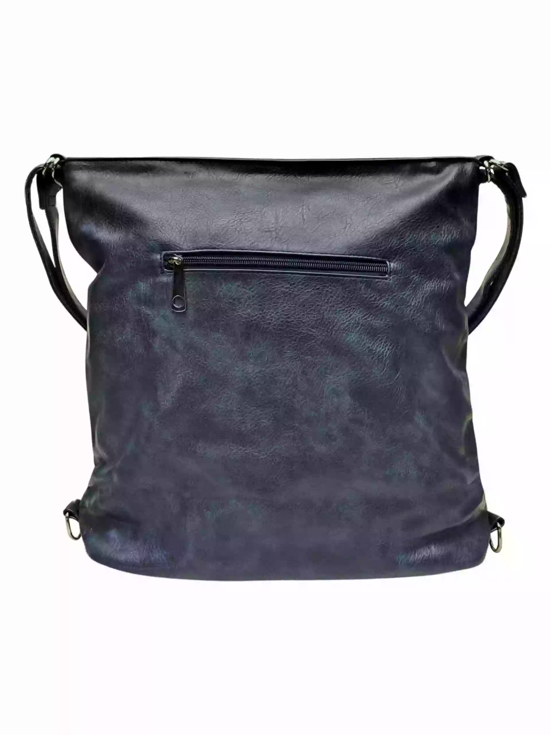 Velký tmavě modrý kabelko-batoh s kapsou, Tapple, H23904, zadní strana kabelko-batohu