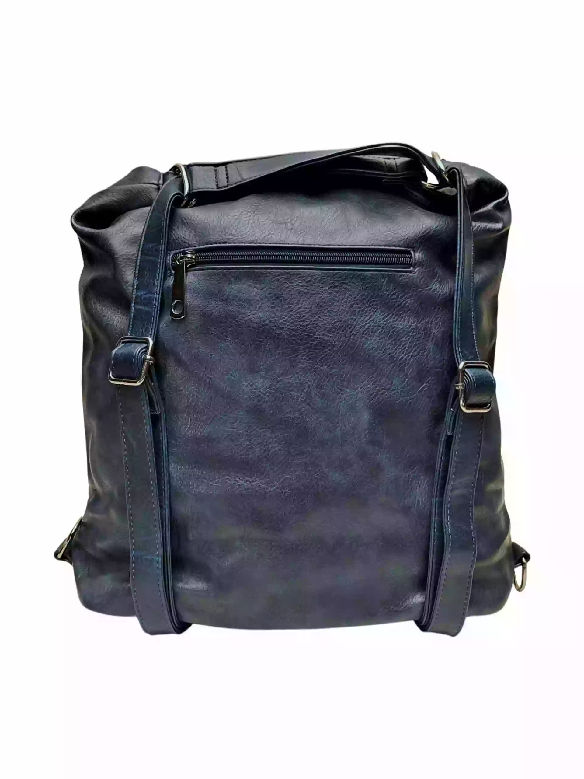 Velký tmavě modrý kabelko-batoh s kapsou, Tapple, H23904, zadní strana kabelko-batohu s popruhy