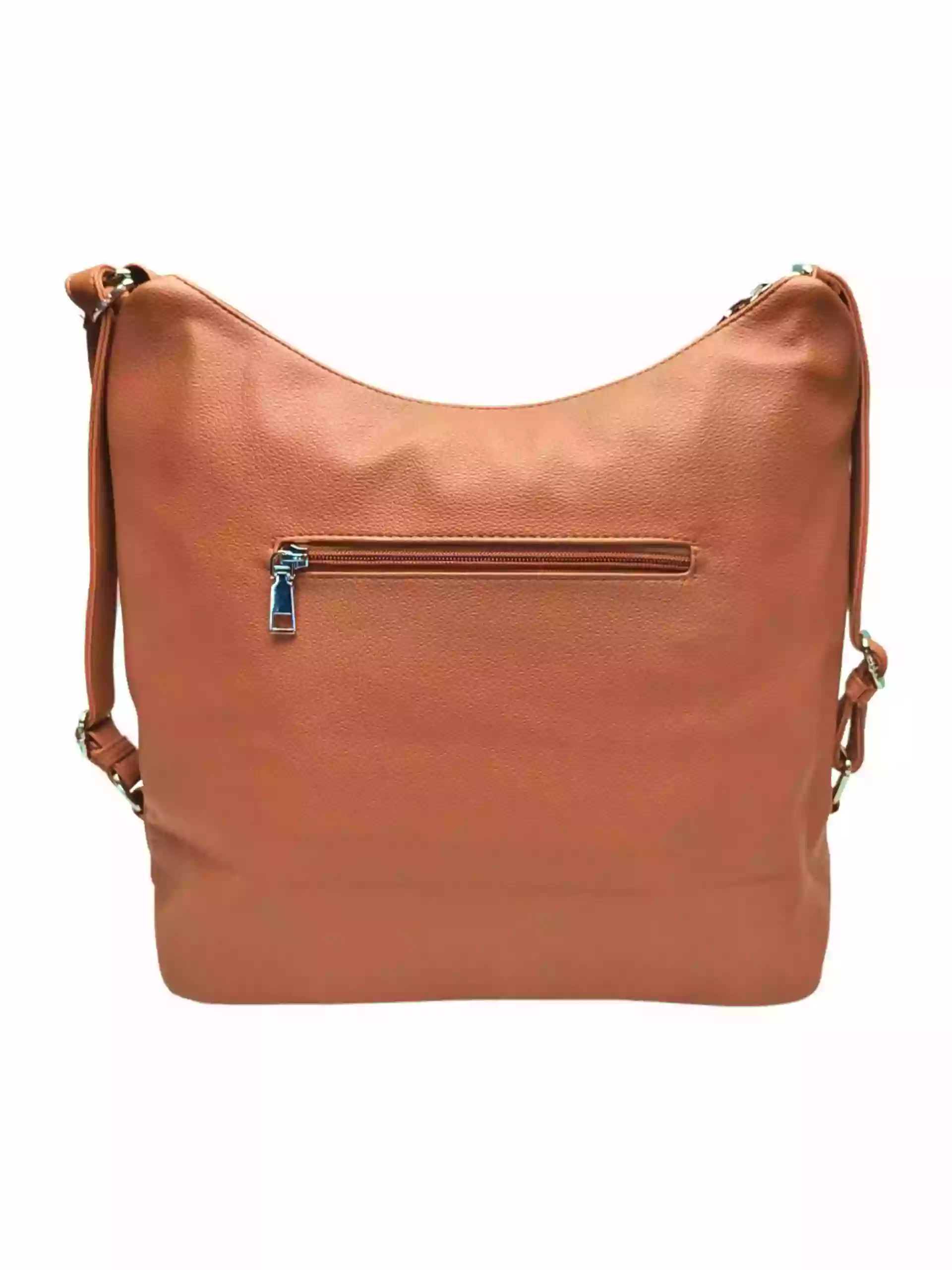 Velký středně hnědý kabelko-batoh s bočními kapsami, Tapple, 9314-3, zadní strana kabelko-batohu