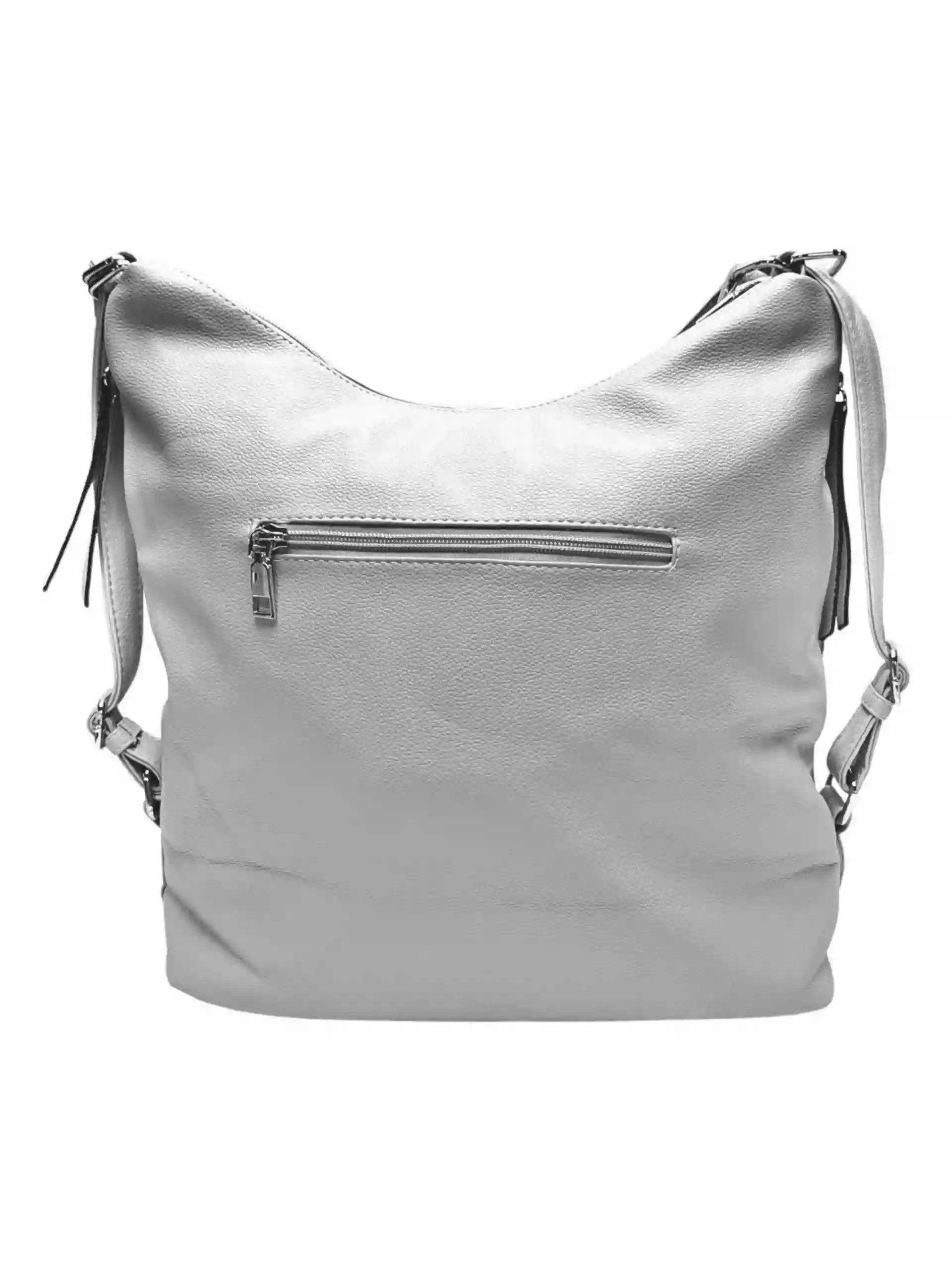 Velký světle šedý kabelko-batoh s bočními kapsami, Tapple, 9314-3, zadní strana kabelko-batohu