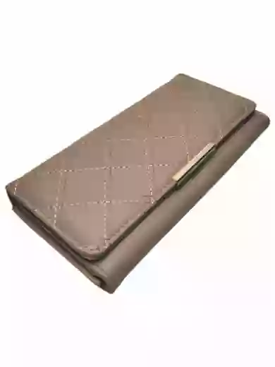 Hnědošedá dámská peněženka s kosočtverci, New Berry, YX-807, přední strana dámské peněženky