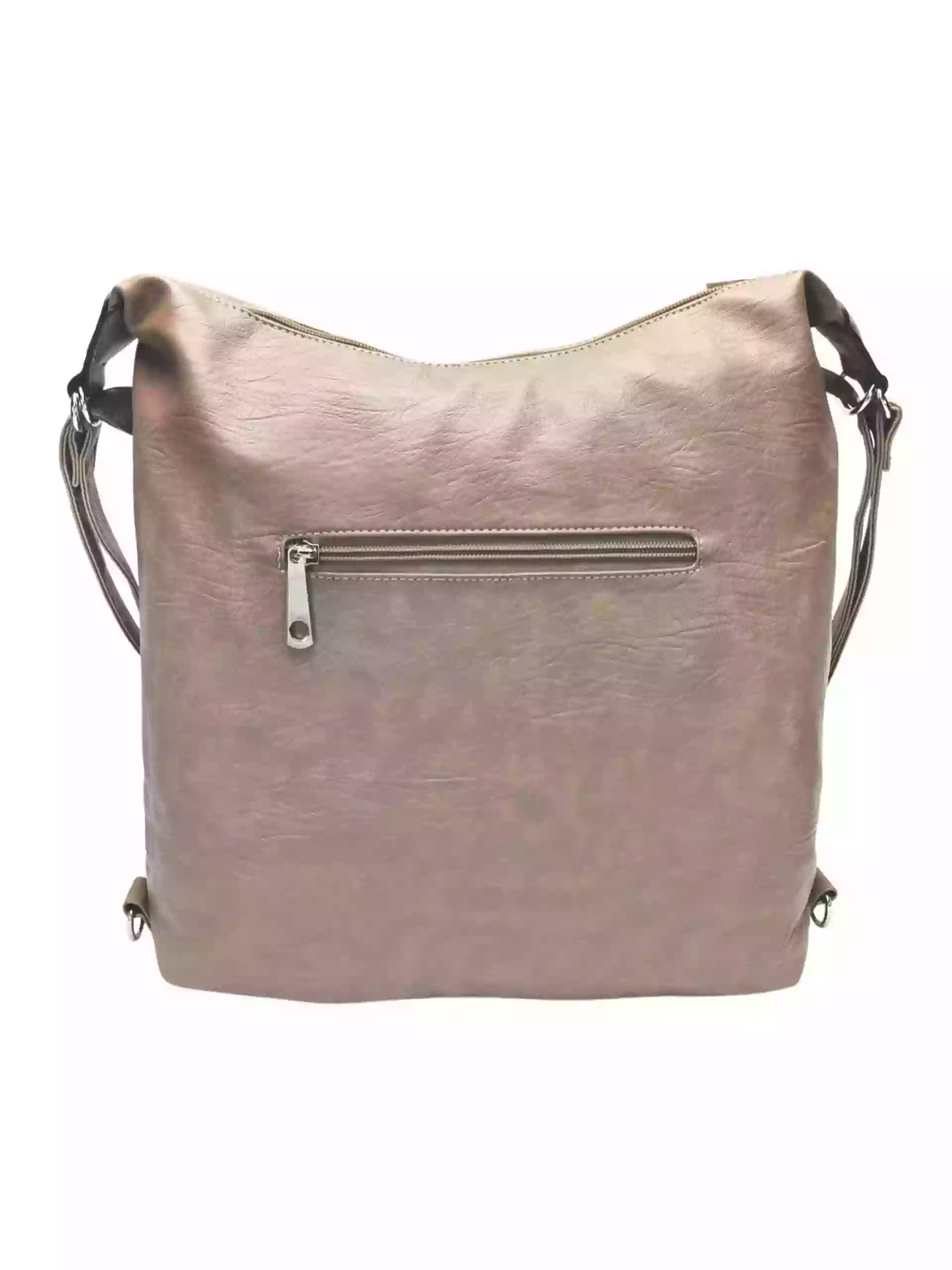 Praktický hnědošedý kabelko-batoh 2v1 s kapsami, Tapple, H23105, zadní strana kabelko-batohu 2v1