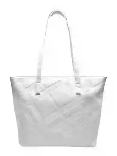 Velká bílá kabelka přes rameno se šikmými vzory, Tapple, H23409, strana kabelky přes rameno