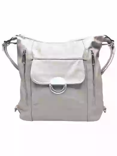 Velký šedobéžový kabelko-batoh 2v1 s kapsami, Tapple, H23029, přední strana kabelko-batohu 2v1
