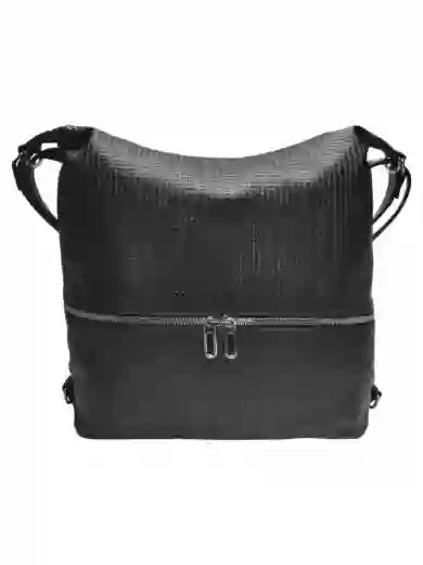 Velký černý kabelko-batoh 2v1 se vzorem, Tapple, H190010N, přední strana kabelko-batohu 2v1