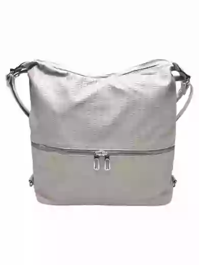 Velký šedobéžový kabelko-batoh 2v1 se vzorem, Tapple, H190010N, přední strana kabelko-batohu 2v1