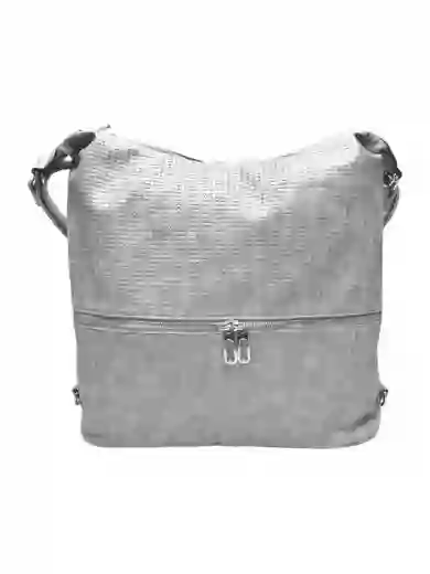 Velký světle šedý kabelko-batoh 2v1 se vzorem, Tapple, H190010N, přední strana kabelko-batohu 2v1