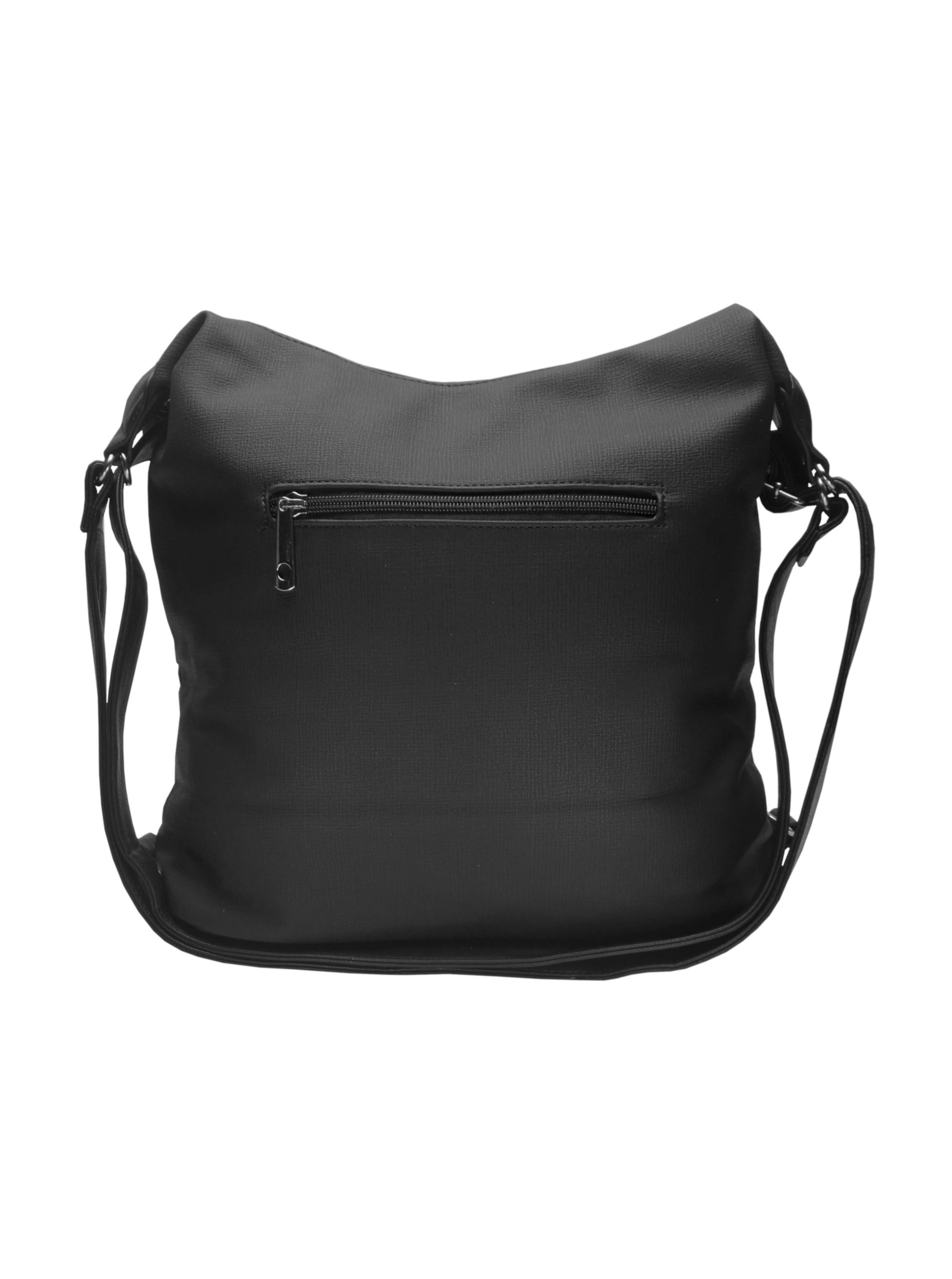 Velký černý kabelko-batoh z eko kůže, Tapple, H18076, zadní strana kabelko-batohu 2v1