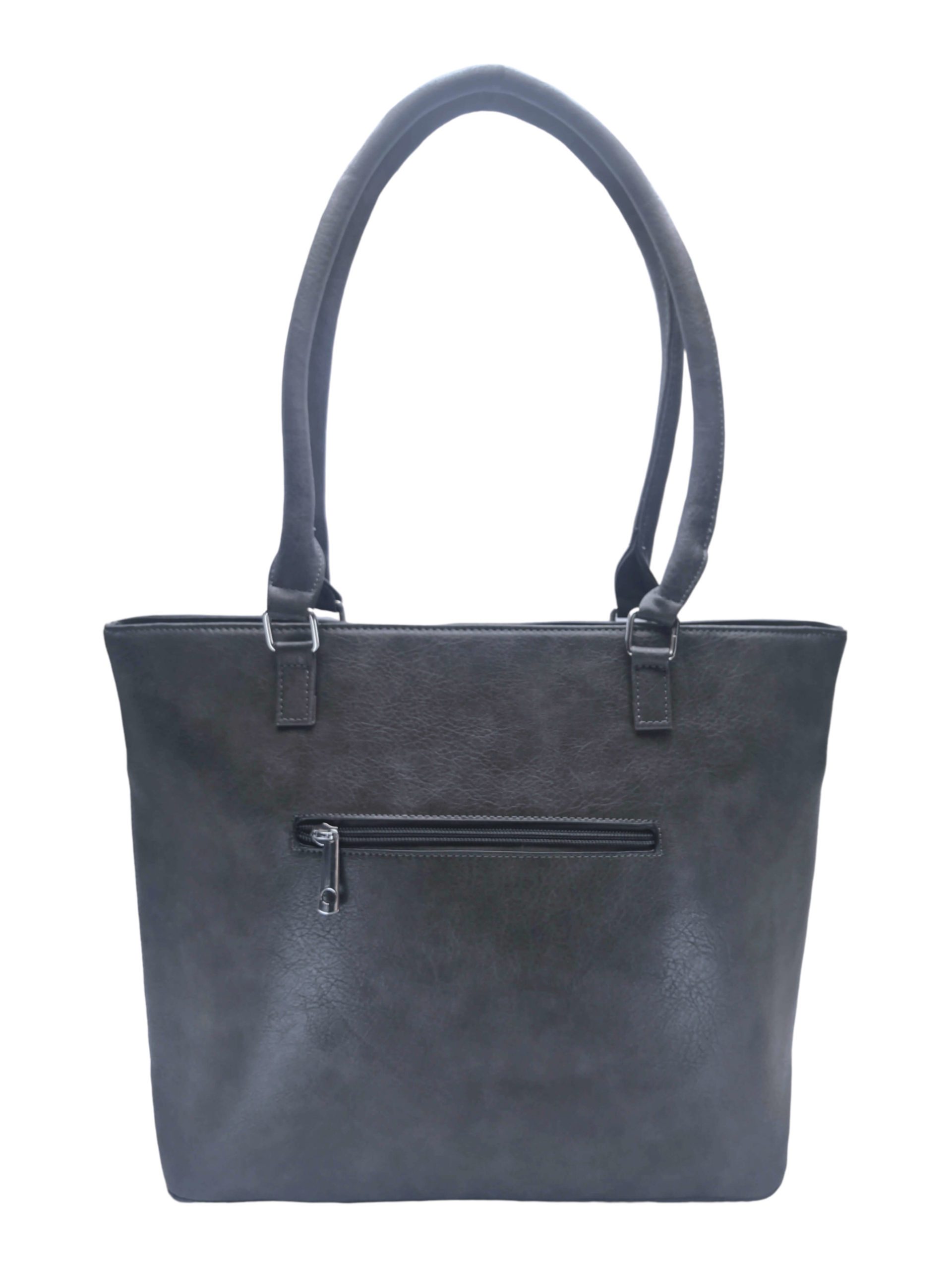 Dámská kabelka přes rameno s moderními vzory, Tapple H190027, tmavě šedá, zadní strana kabelky