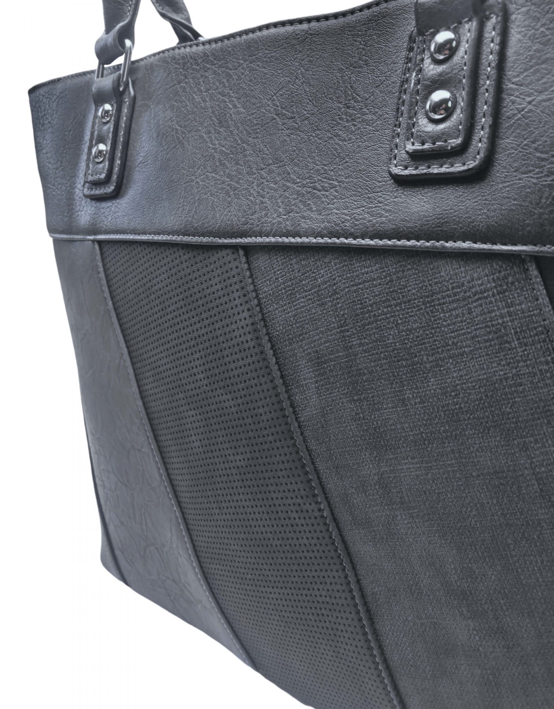 Dámská kabelka přes rameno s moderními vzory, Tapple H190027, tmavě šedá, detail kabelky