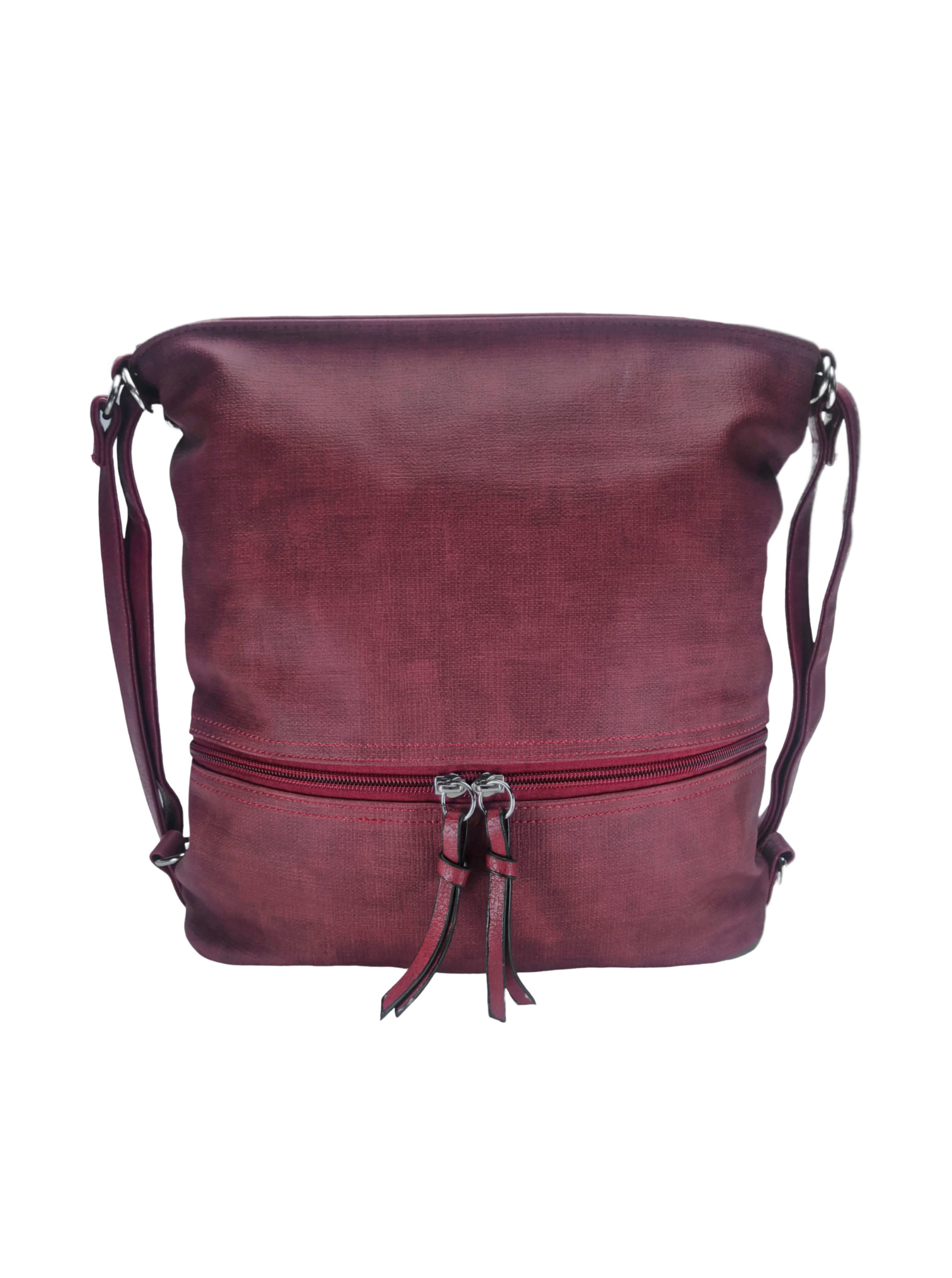 Kabelko-batoh střední velikosti se slušivou texturou, Tapple H18009-1, bordó, přední strana