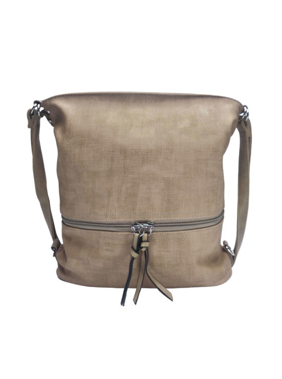 Kabelko-batoh střední velikosti se slušivou texturou, Tapple H18009-1, světle hnědý, přední strana