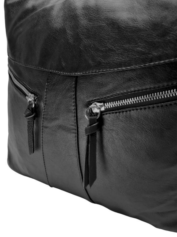 Velký dámský kabelko-batoh 2v1 s šikmými kapsami, Tapple, H18076O, černý, detail kabelko-batohu