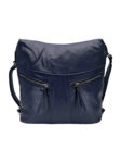 Velký tmavě modrý kabelko-batoh 2v1 s šikmými kapsami