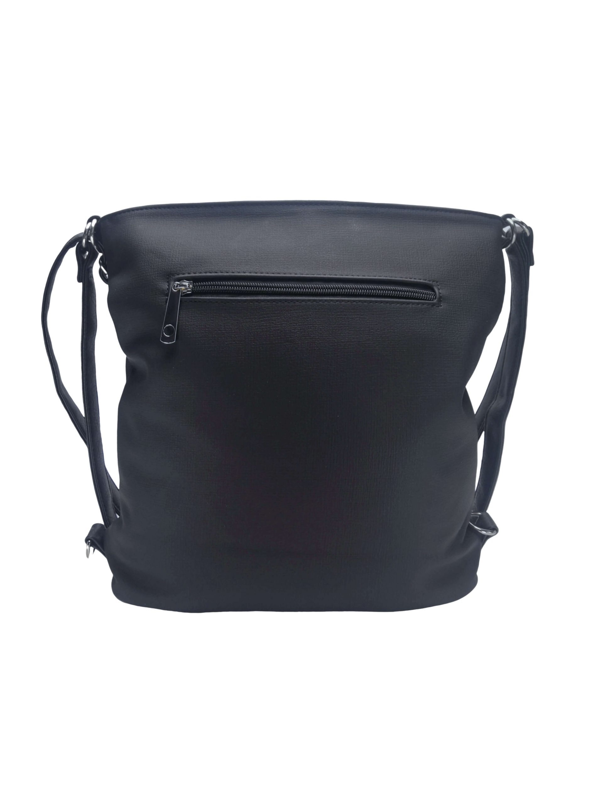Střední černý kabelko-batoh 2v1 s praktickou kapsou, Tapple, H190062, zadní strana kabelko-batohu