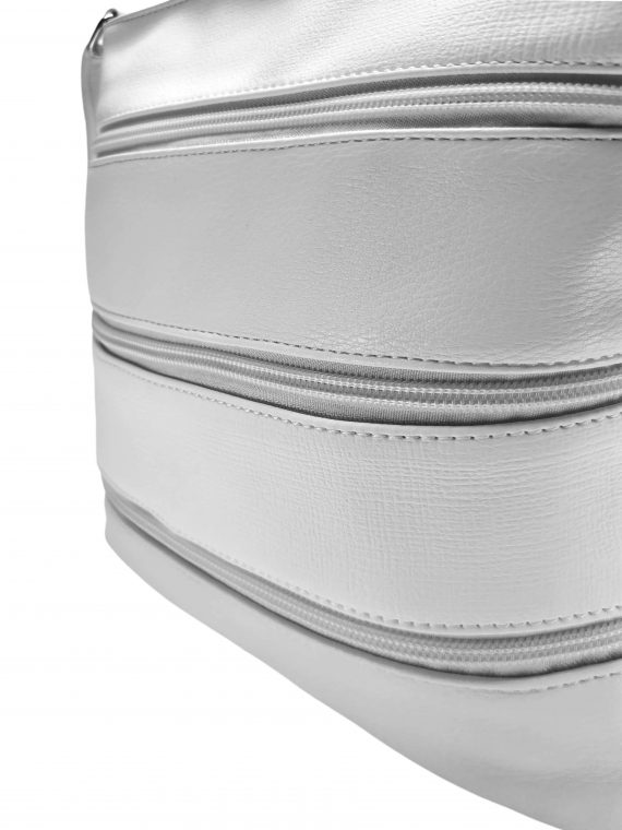 Crossbody kabelka se stylovými zipy, Tapple H17286N, bílá, detail crossbody kabelky