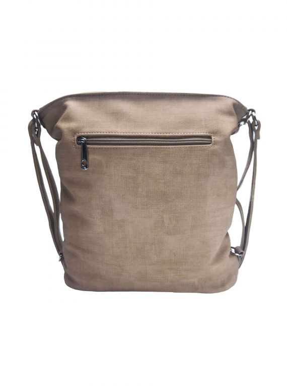 Střední kabelko-batoh 2v1 s praktickou kapsou, Tapple, H190062, světle hnědý, zadní strana kabelko-batohu