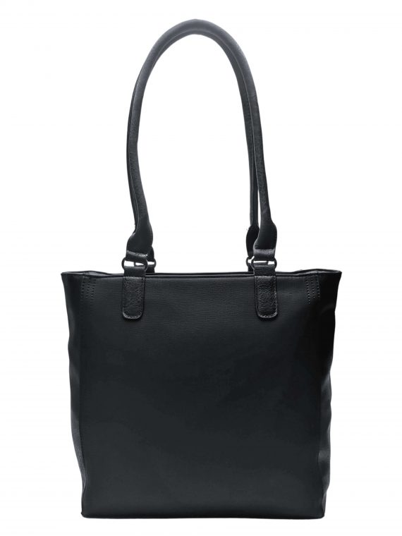 Moderní dámská kabelka přes rameno s texturou, Tapple, H17237, černá, přední strana kabelky přes rameno
