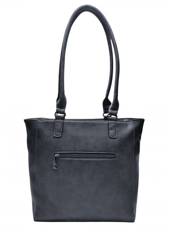Moderní dámská kabelka přes rameno s texturou, Tapple, H17237, tmavě šedá, zadní strana kabelky přes rameno