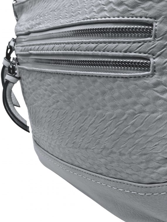 Slušivá crossbody kabelka s moderní texturou, Tapple, H20434, světle šedá, detail crossbody kabelky
