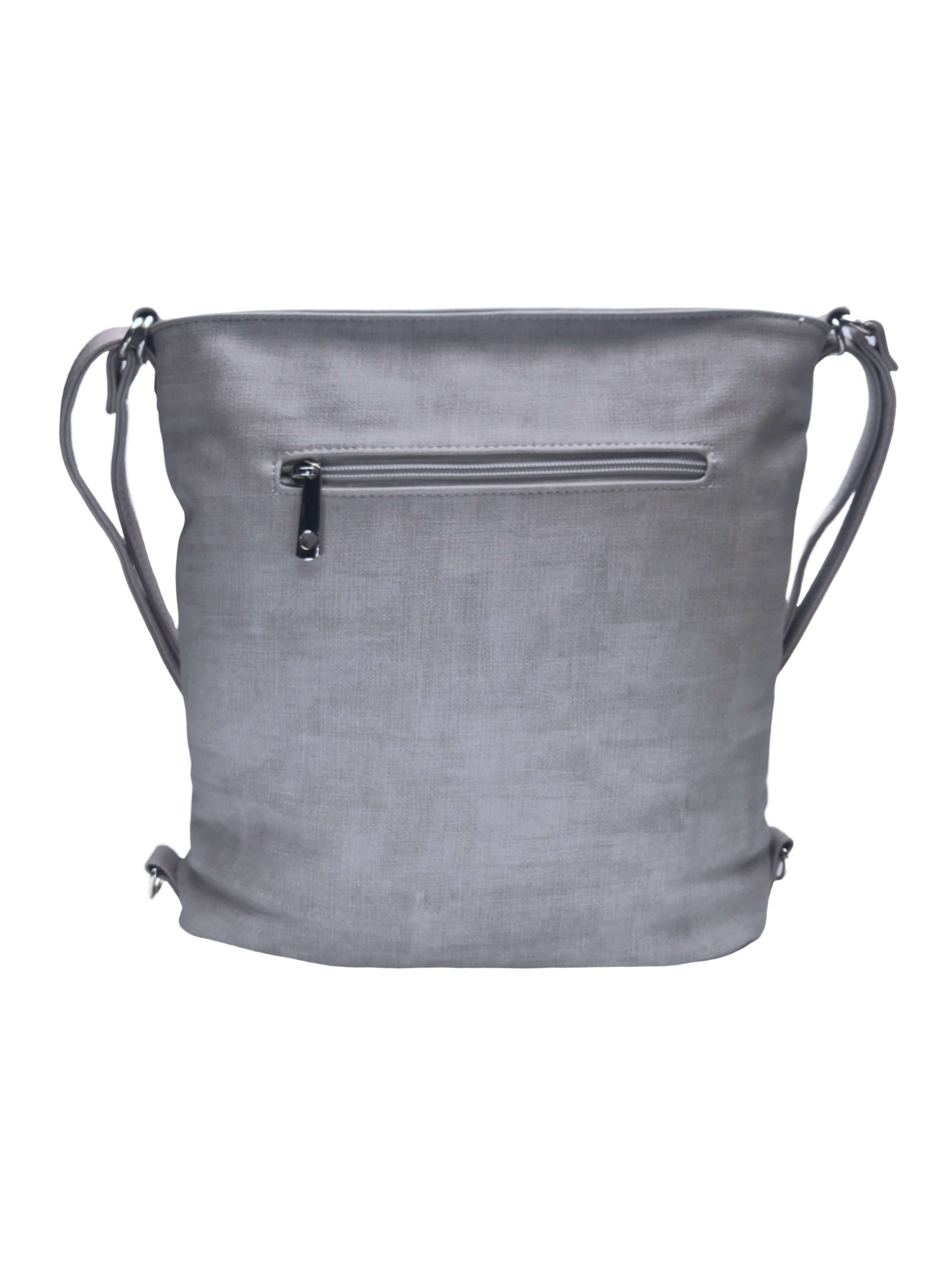 Střední světle šedý kabelko-batoh 2v1 s praktickou kapsou, Tapple, H190062, zadní strana kabelko-batohu 2v1
