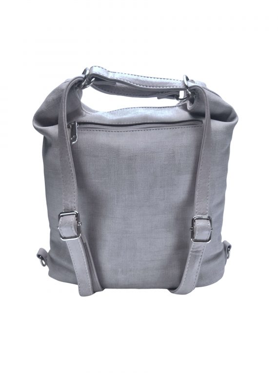 Střední kabelko-batoh 2v1 s praktickou kapsou, Tapple, H190062, světle šedý, zadní strana kabelko-batohu s popruhy