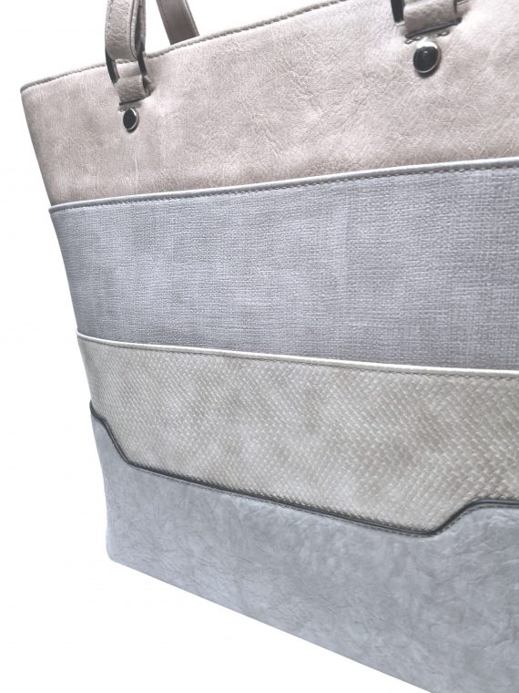 Dámská kabelka přes rameno se slušivými vzory, Tapple, H190049, světle šedá, detail kabelky přes rameno