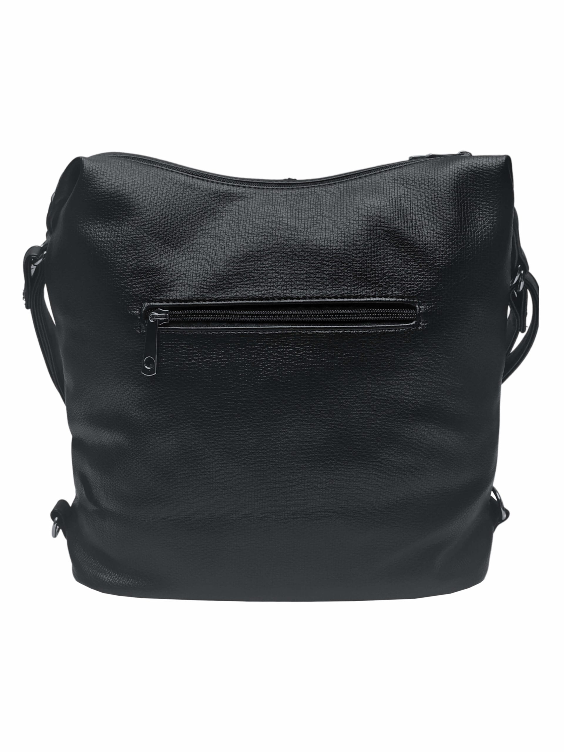 Velký černý kabelko-batoh s kapsami, Tapple, H181175N2, zadní strana kabelko-batohu
