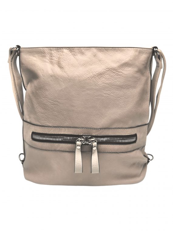 Velký dámský kabelko-batoh 2v1 z eko kůže, Tapple, H20805, béžový, přední strana kabelko-batohu 2v1