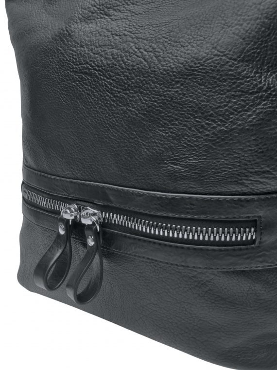Velký dámský kabelko-batoh 2v1 z eko kůže, Tapple, H20805, černý, detail kabelko-batohu 2v1