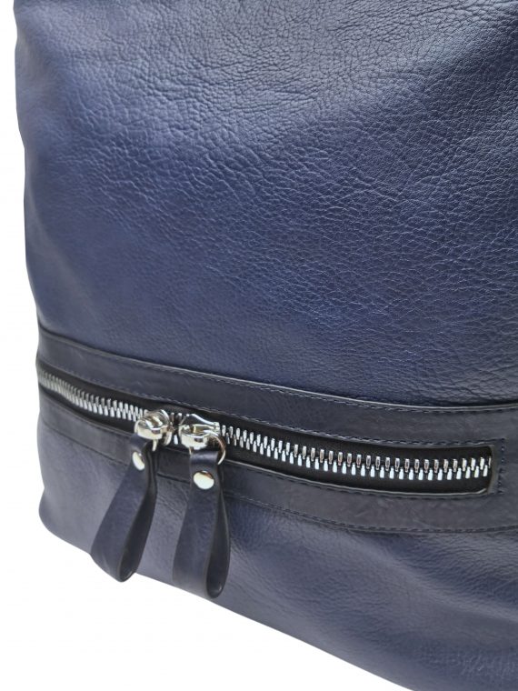 Velký dámský kabelko-batoh 2v1 z eko kůže, Tapple, H20805, středně modrý, detail kabelko-batohu 2v1