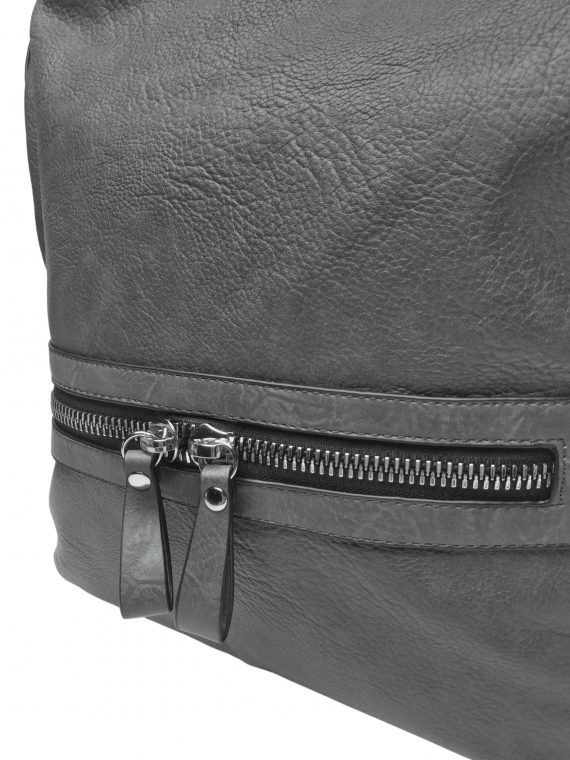 Velký dámský kabelko-batoh 2v1 z eko kůže, Tapple, H20805, středně šedý, detail kabelko-batohu 2v1