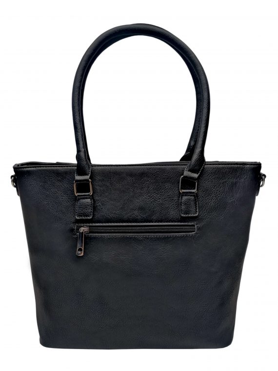 Elegantní kabelka s kosočtvercovým vzorem, Tapple, H190014, černá, zadní strana kabelky do ruky