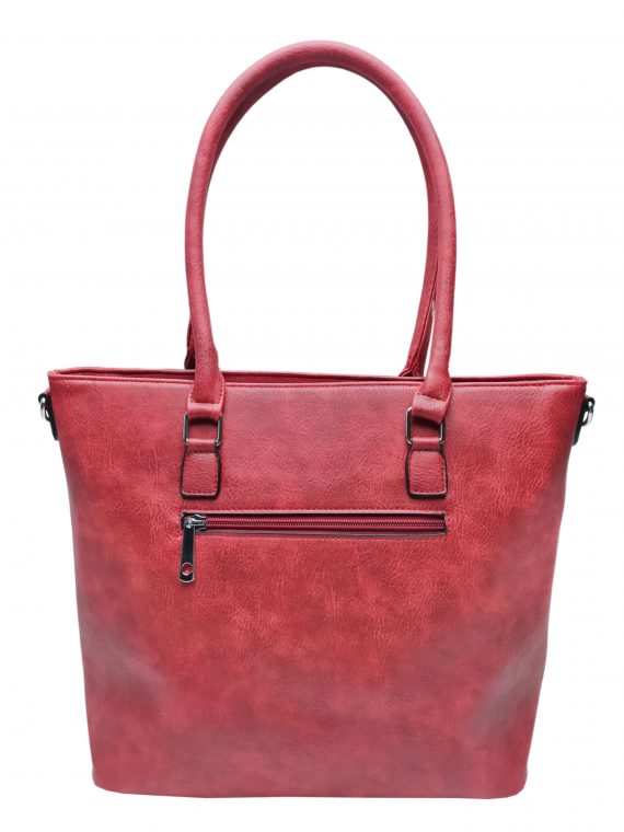 Elegantní kabelka s kosočtvercovým vzorem, Tapple, H190014, červená, zadní strana kabelky do ruky