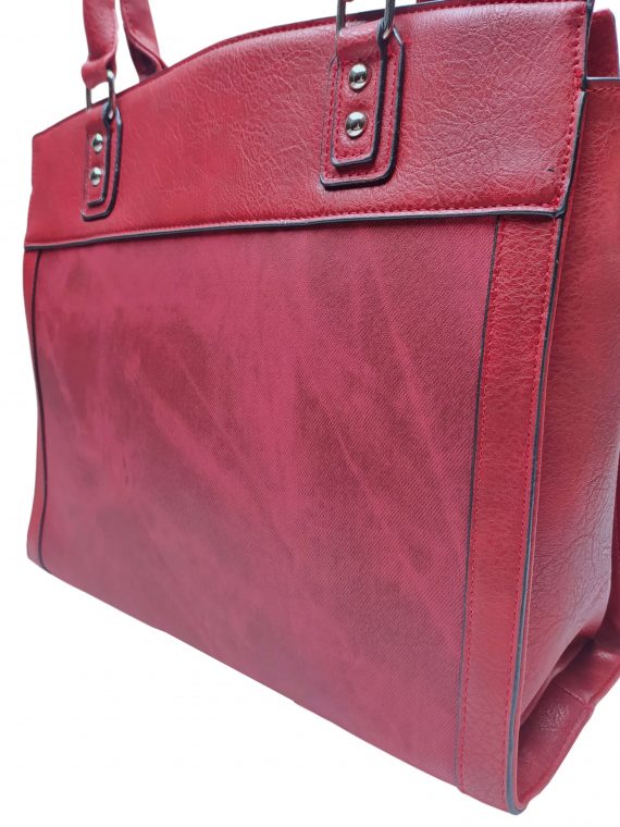Stylová kabelka do ruky i přes rameno, Tapple, H190028, tmavě červená, detail kabelky do ruky