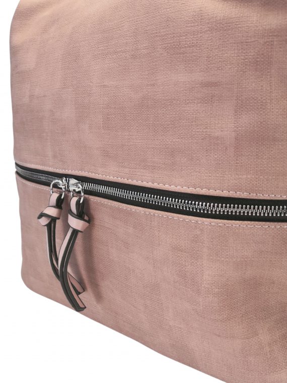 Moderní dámský kabelko-batoh z eko kůže, Tapple, H190010, starorůžový, detail kabelko-batohu