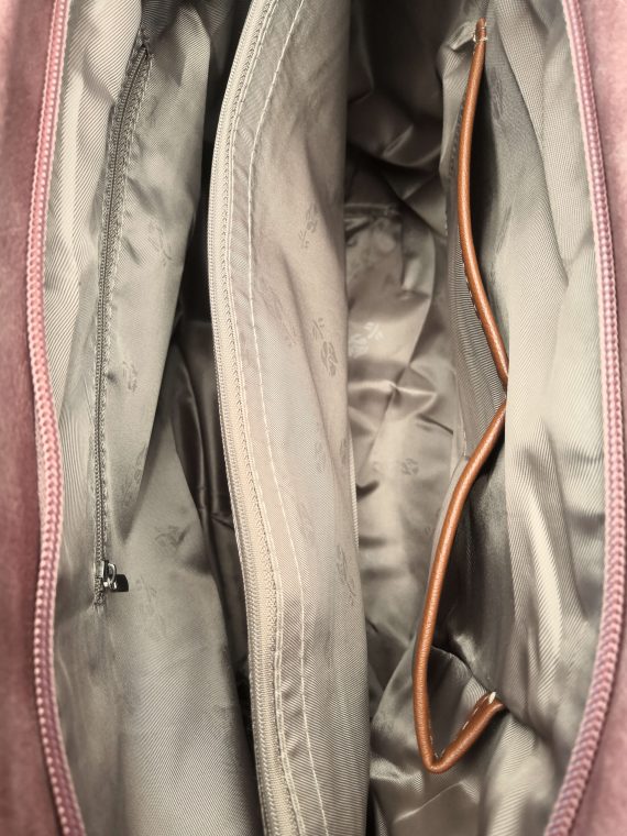 Slušivá dámská kabelka přes rameno s texturou, Tapple, H17409, starorůžová, vnitřní uspořádání kabelky přes rameno