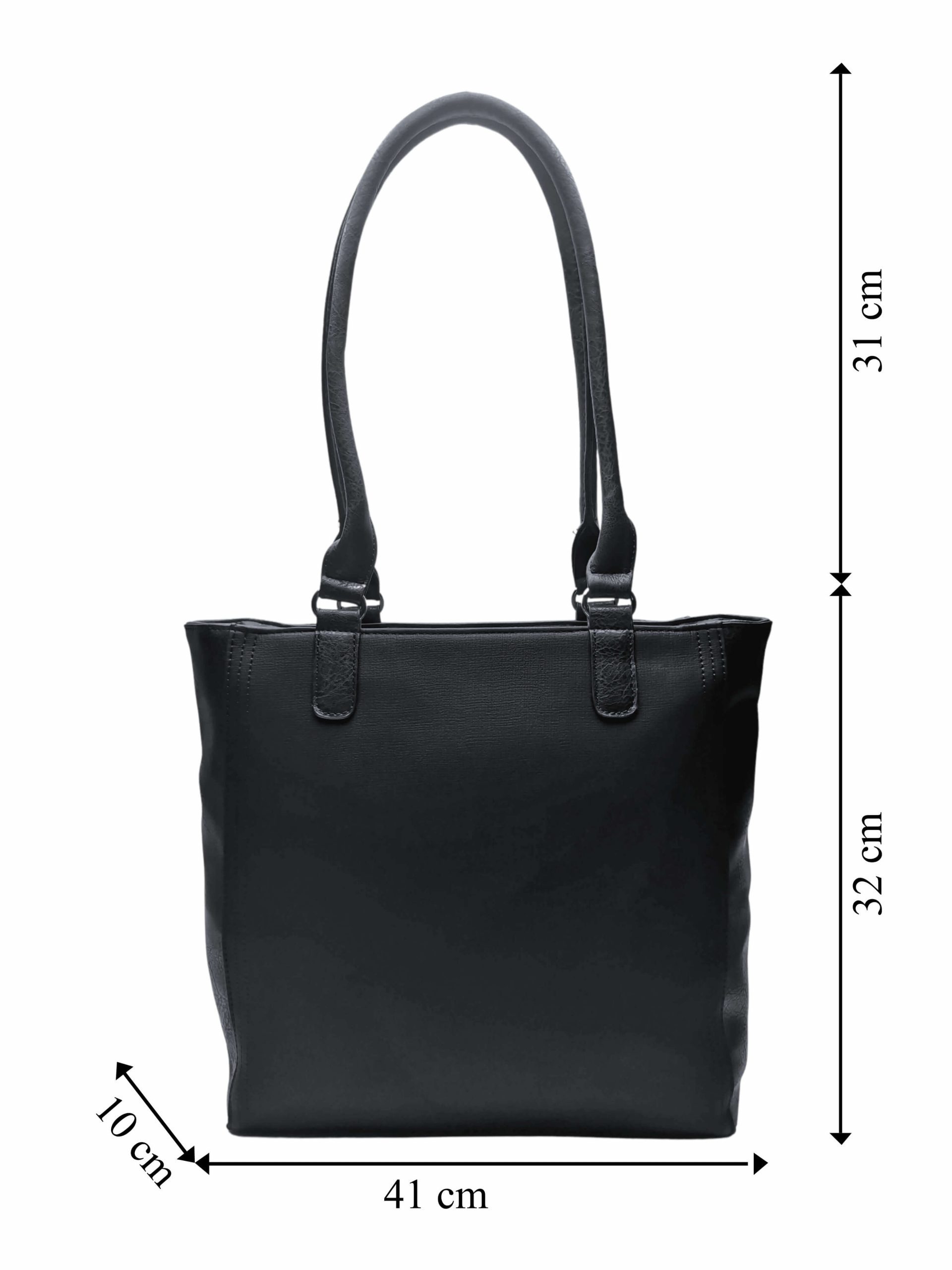 Černá dámská kabelka přes rameno s texturou, Tapple, H17237, přední strana kabelky přes rameno s rozměry