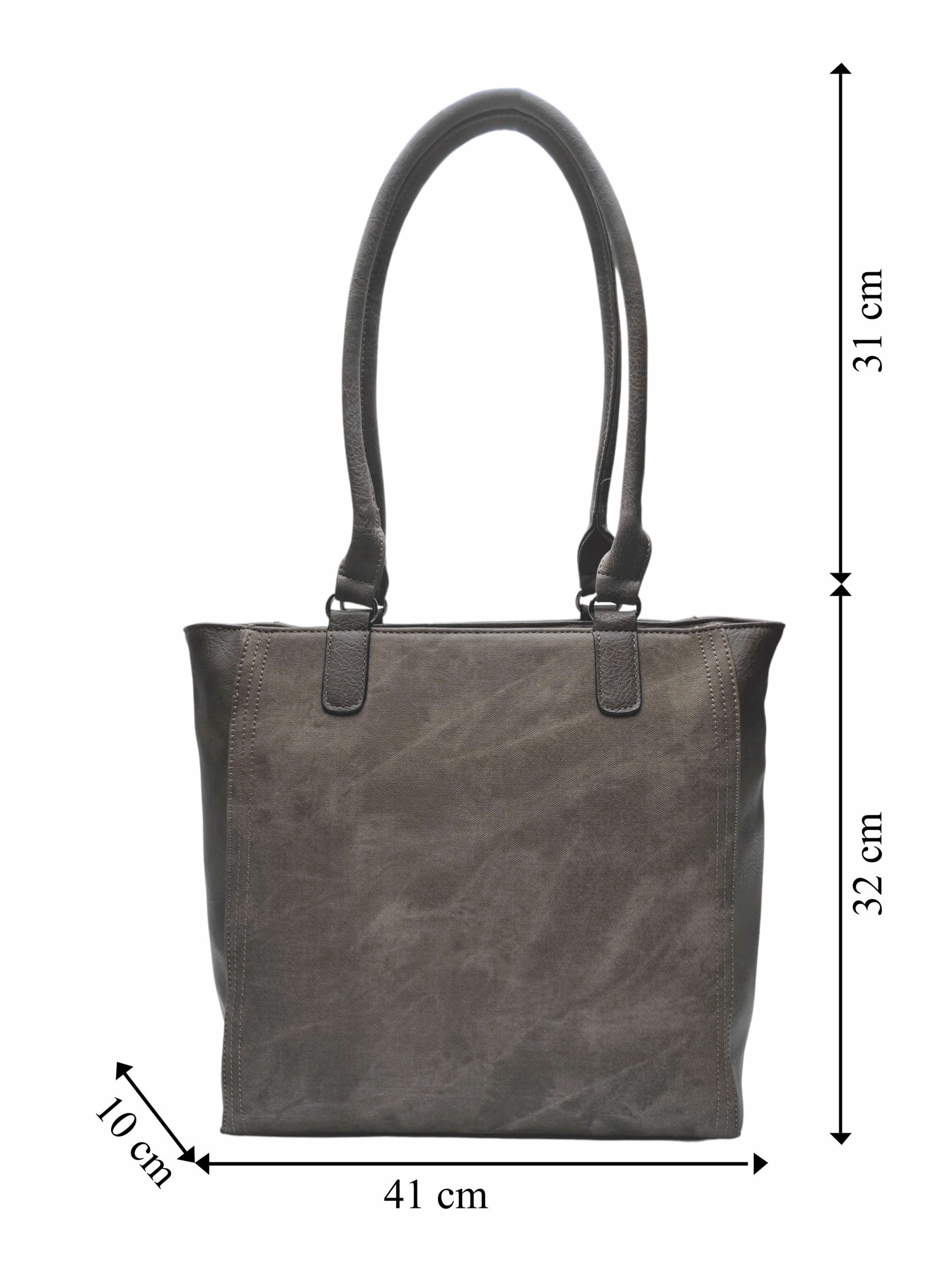 Šedohnědá dámská kabelka přes rameno s texturou, Tapple, H17237, přední strana kabelky přes rameno s rozměry